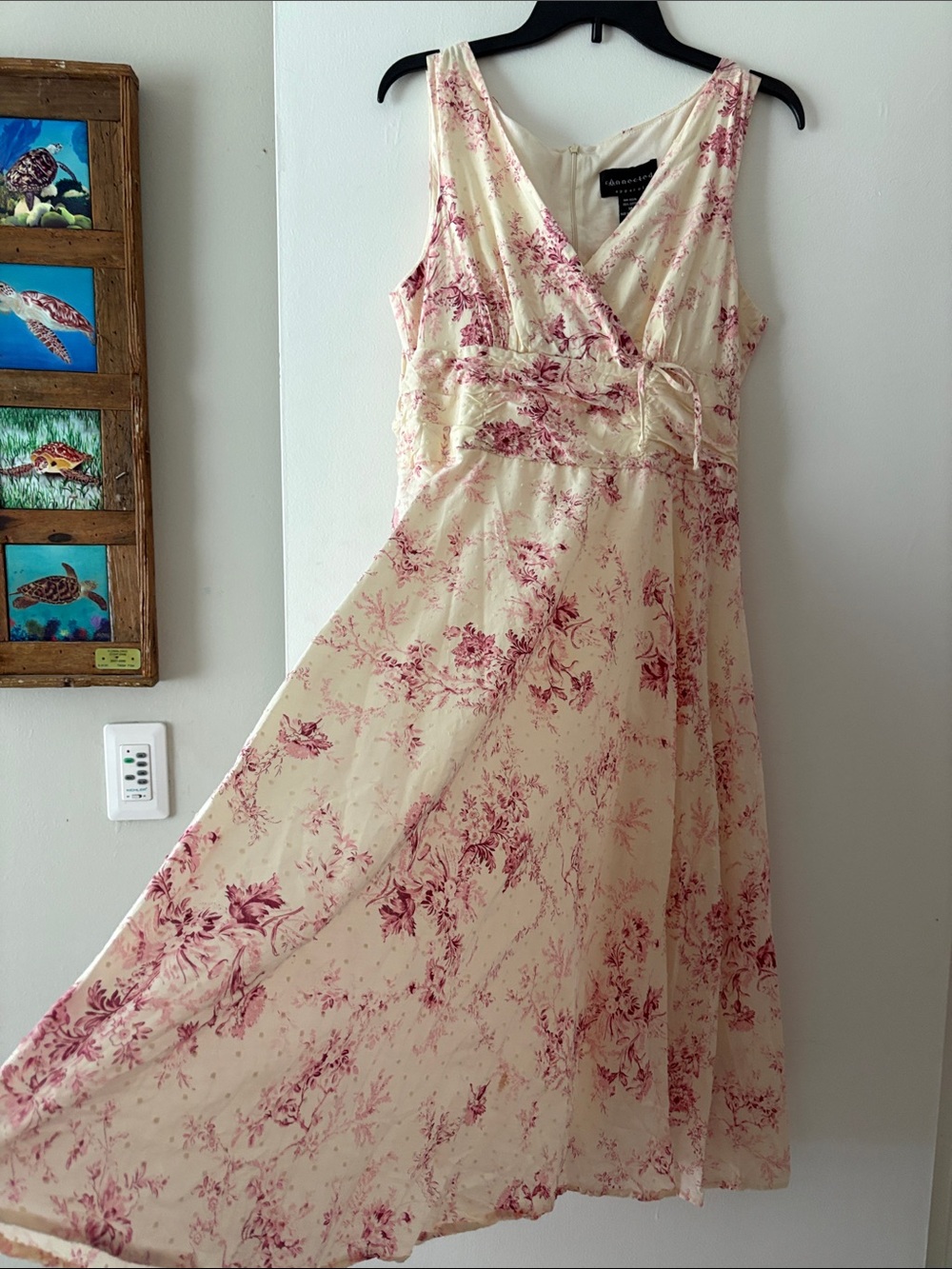 connected apparel Cream Maxi Dress with Pink Floral Print